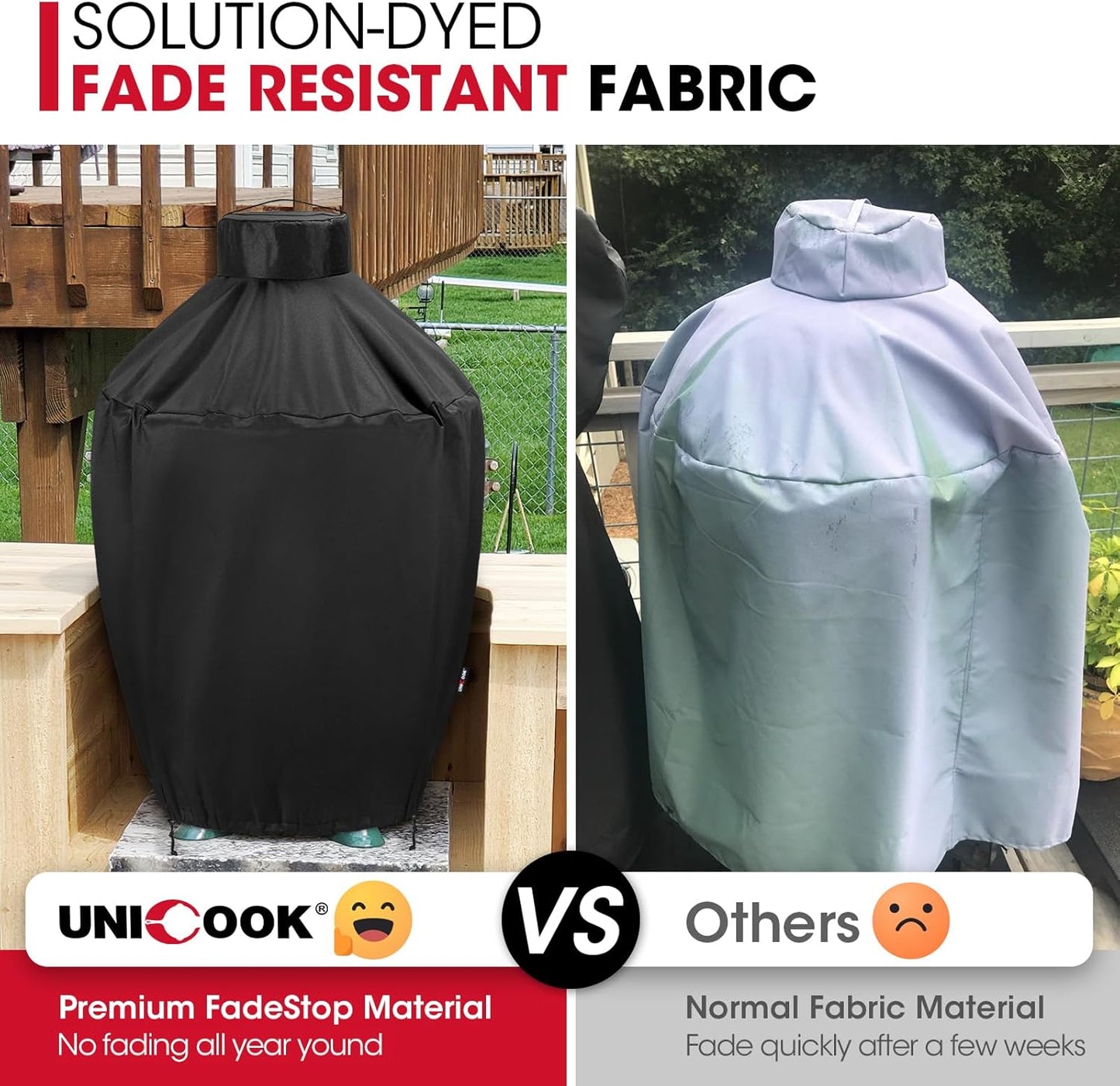 Grill Cover 31.5 Inch, Compatible with Large Big Green Egg, Kamado Joe and Pit Boss Ceramic Grills, Heavy Duty Waterproof BBQ Cover, Fade Resistant round Smoker Protector, 31.5" Dia X 31.5" H