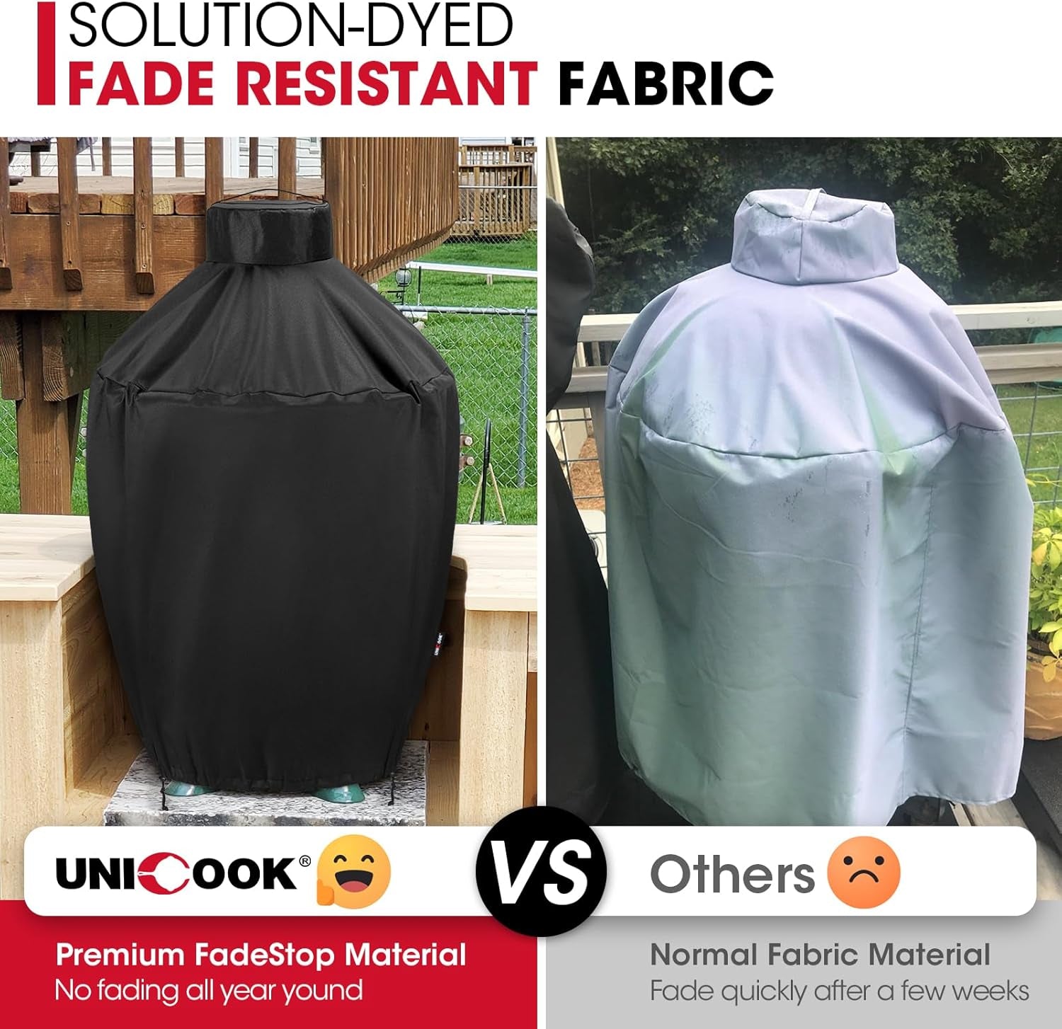 Grill Cover 31.5 Inch, Compatible with Large Big Green Egg, Kamado Joe and Pit Boss Ceramic Grills, Heavy Duty Waterproof BBQ Cover, Fade Resistant round Smoker Protector, 31.5" Dia X 31.5" H