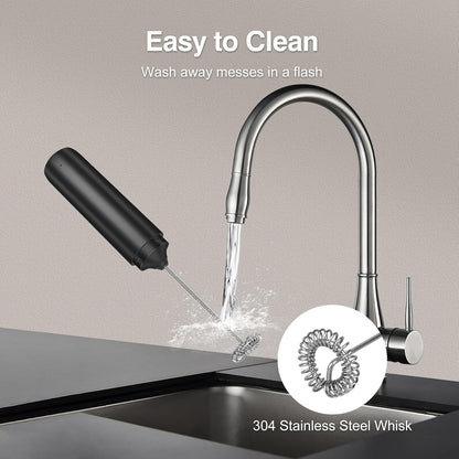 Milk Frother Handheld Rechargeable, Frother Wand with Storage Cover, Drink Mixer and Foamer for Coffee, Electric Whisk for Latte, Cappuccino, Matcha, Hot Chocolate, Protein Powder