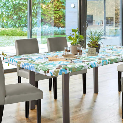Rectangle Vinyl Tablecloth, Fitted Table Cover, 100% Waterproof, Elastic Edge, Flannel Backing, Table Cloth Fit 6 Foot Folding Tables for Picnic, Outdoor (Leaves, 30X72 Inch)