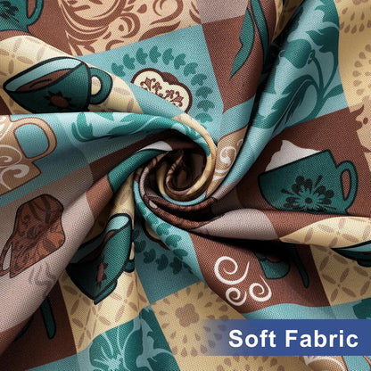 Rectangle Printed Fabric Tablecloth, Elastic Fitted Table Cloth for 6 Foot Table, Washable Polyester Table Cover for Outdoor, Picnic, Camping and Indoor, (Coffee Cup, 30" X 72")