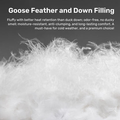 Pinch Pleat Goose Feather down Comforter - All Season Duvet Insert with 100% Cotton Cover, Cloud-Like Fluffiness, 20% Extra Fill (King, Green,106"X90")