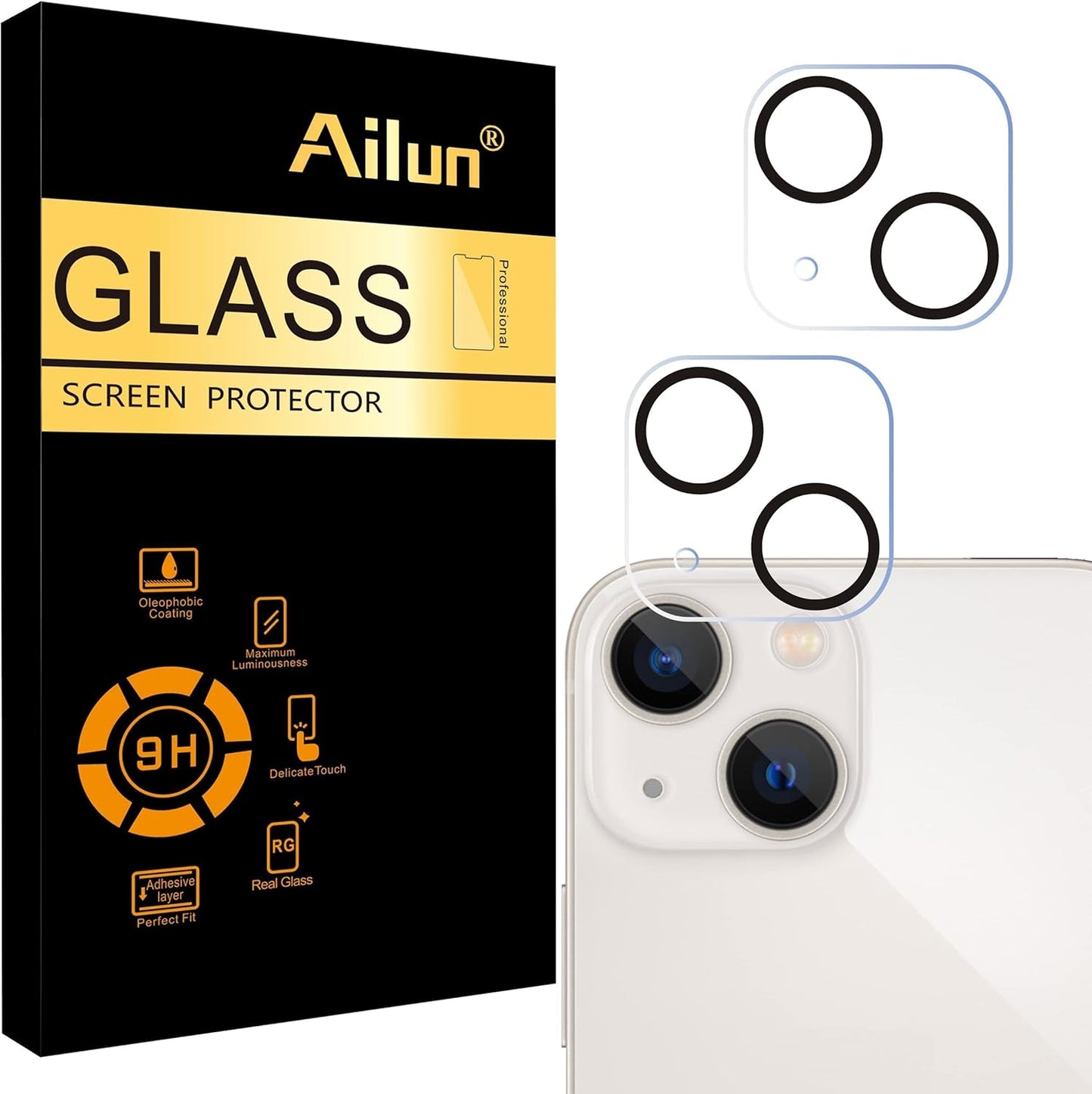 Iphone 16E/14/13/13 Pro [6.1 Inch] Glass Screen Protector 3 Pack Tempered Glass and Camera Lens Protector for Iphone 13 6.1" ＆ Iphone 13 Mini 5.4"