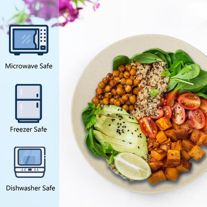 Wheat Straw Dinner Plate Set of 8 - Eco-Friendly, Microwave and Dishwasher Safe, Durable and Unbreakable - Perfect for Kitchen, Camping, Salads, and Appetizers (Beige, 10 Inch)