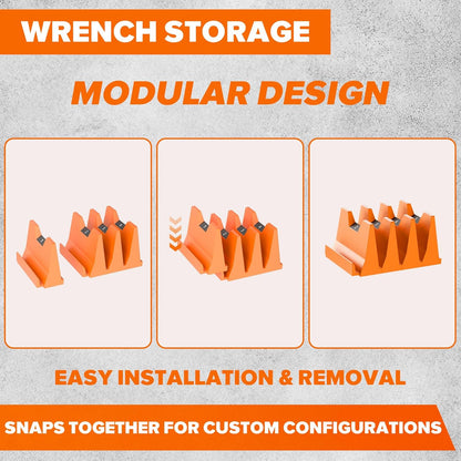 40PCS Modular Wrench Organizer Wrench Holder - Wrench Tool Organizers for Tool Drawer Storage, Wrench Storage Set with Metric & SAE Label, Wrench Rack Tool Gift for Professional Mechanics, Orange
