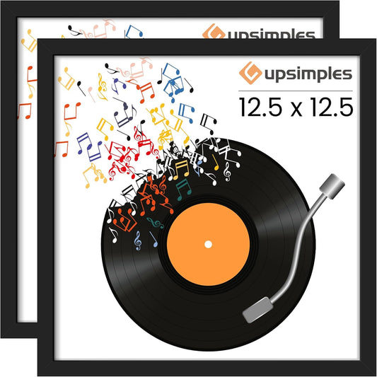 12.5X12.5 Record Frame, Vinyl Frames for 12Inch Album Cover, Wall Display for Home Decor, Black, 2 Pack
