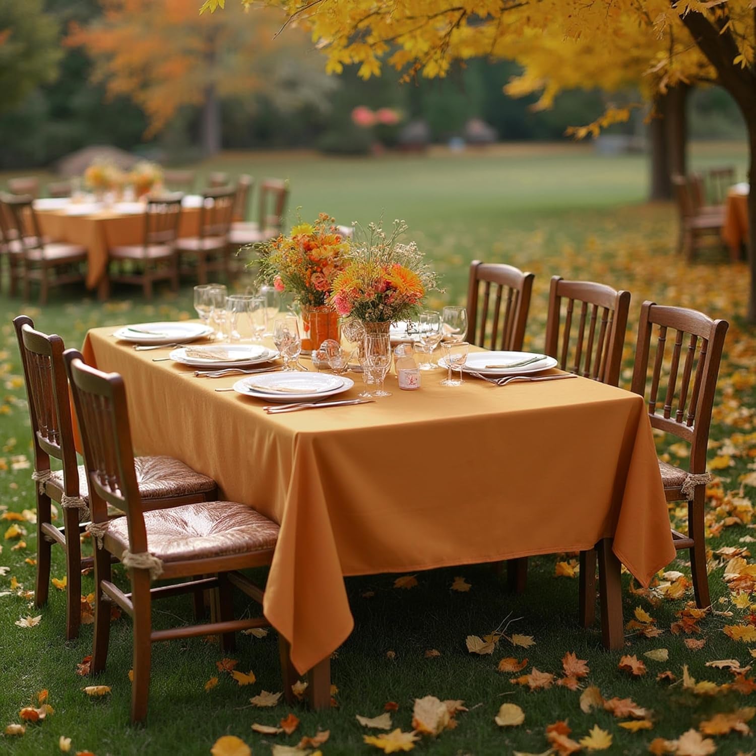 2 Pack Tablecloths Rectangular 60X102 Inch, Thanksgiving Table Cloths Rectangle for 6 Foot Tables - Stain and Wrinkle Resistant Washable Polyester Table Cover for Fall, Dining, Parties Bronze