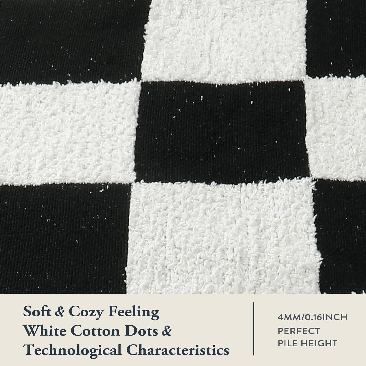 3X5 Small Checkered Race Car Rug for Bedroom, Cotton Woven Black and White Checker Area Rug for Classroom Nursery Dorm, Soft Low Pile Checkerboard Carpet for Playroom Bathroom Kids Room