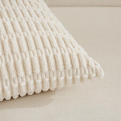 2 Packs Boho Decorative Throw Pillow Covers 18X18 Inch for Living Room Couch Bed Sofa, Rustic Modern Farmhouse Home Decor, Soft Corduroy Cream Square Cushion Case 45X45 Cm