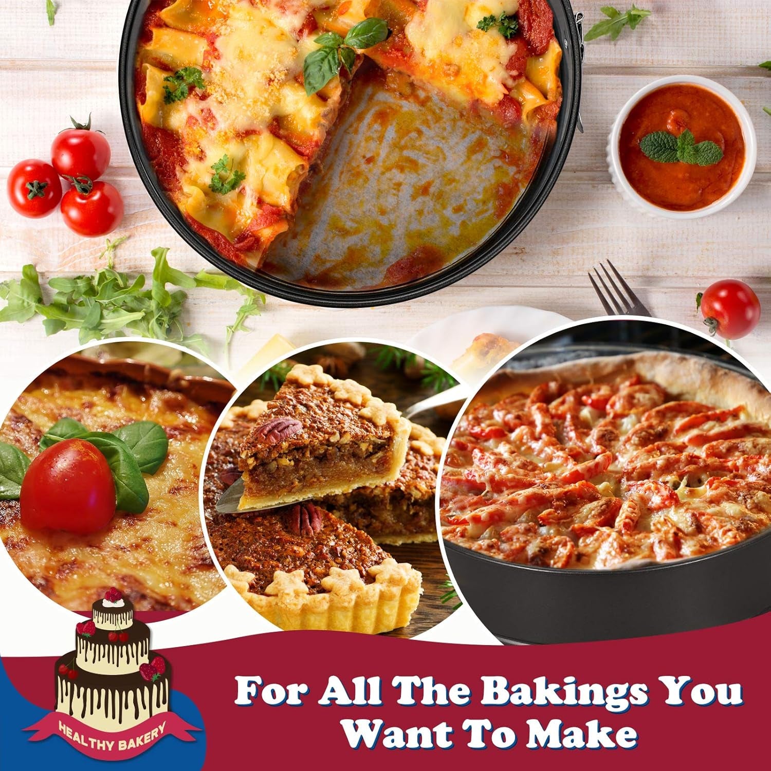 9 Inch Non-Stick Cheesecake Pan Springform Pan with Removable Bottom/Leakproof - Black