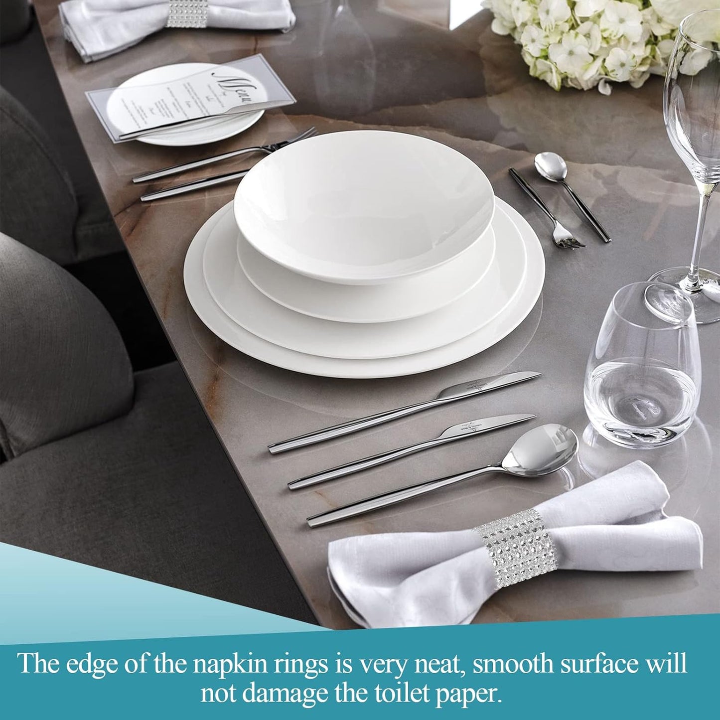 24Pack Napkin Rings, Silver Napkins Rings Plastic, Silver Napkin Holders for Anniversary, Birthday, Parties, Weddings and Dinners