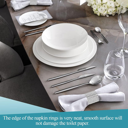 24Pack Napkin Rings, Silver Napkins Rings Plastic, Silver Napkin Holders for Anniversary, Birthday, Parties, Weddings and Dinners