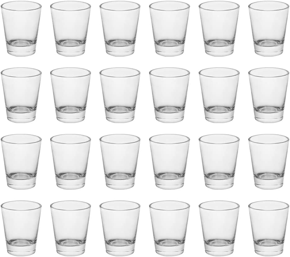 Heavy Base Shot Glasses, 1.5 Oz Sets of Clear Shot Glass (24 Pack), Measuring Cup for Espresso, Liquid, and Wine - Heavy Glass (Glass, 24Pack)