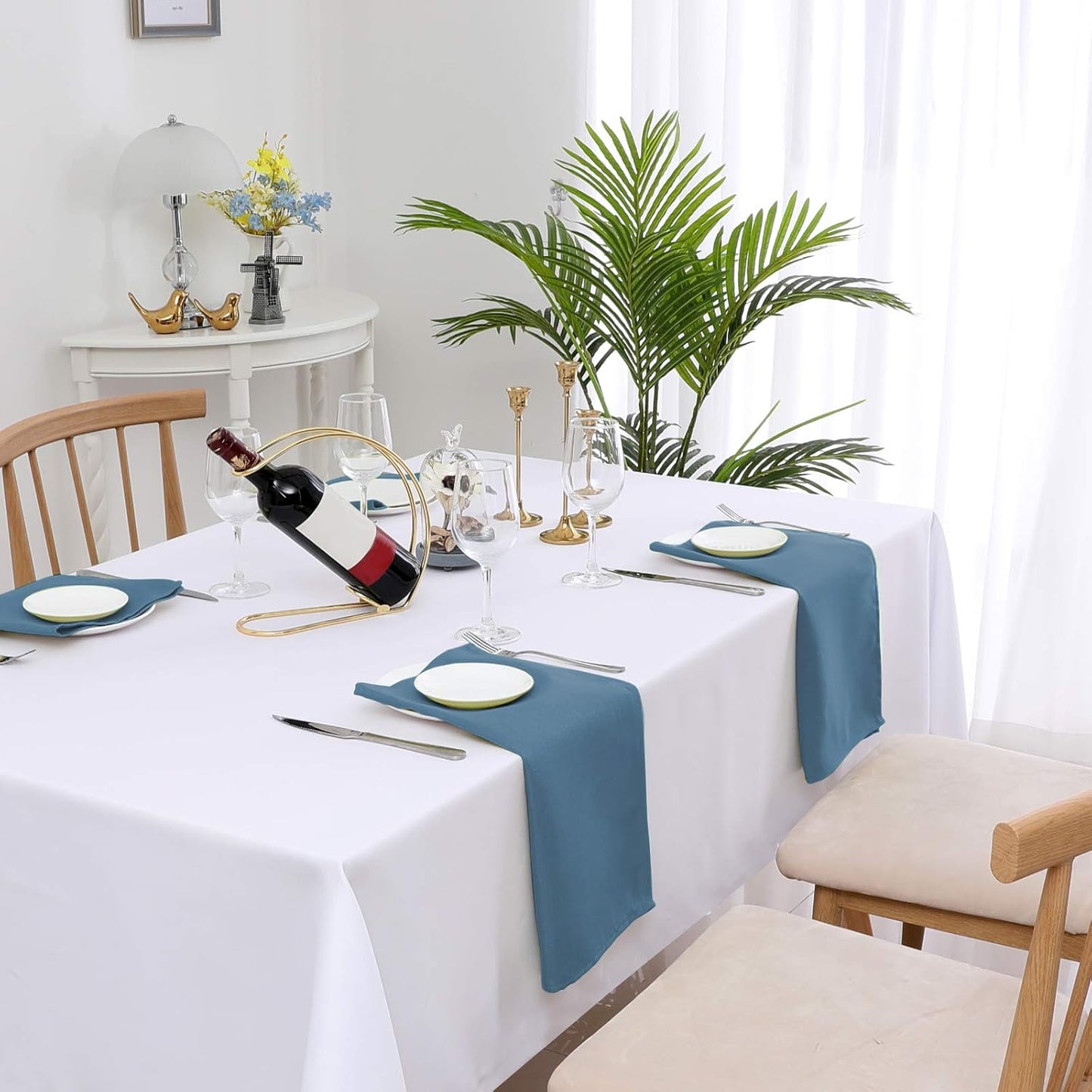 Cloth Napkins Set of 12 (18" X 18") Linen Textured Dinner Napkins Waterproof Extra Soft Thick Durable Reusable Napkins with Hemmed Edges for Dinners, Weddings and Everyday Use, Ink Blue