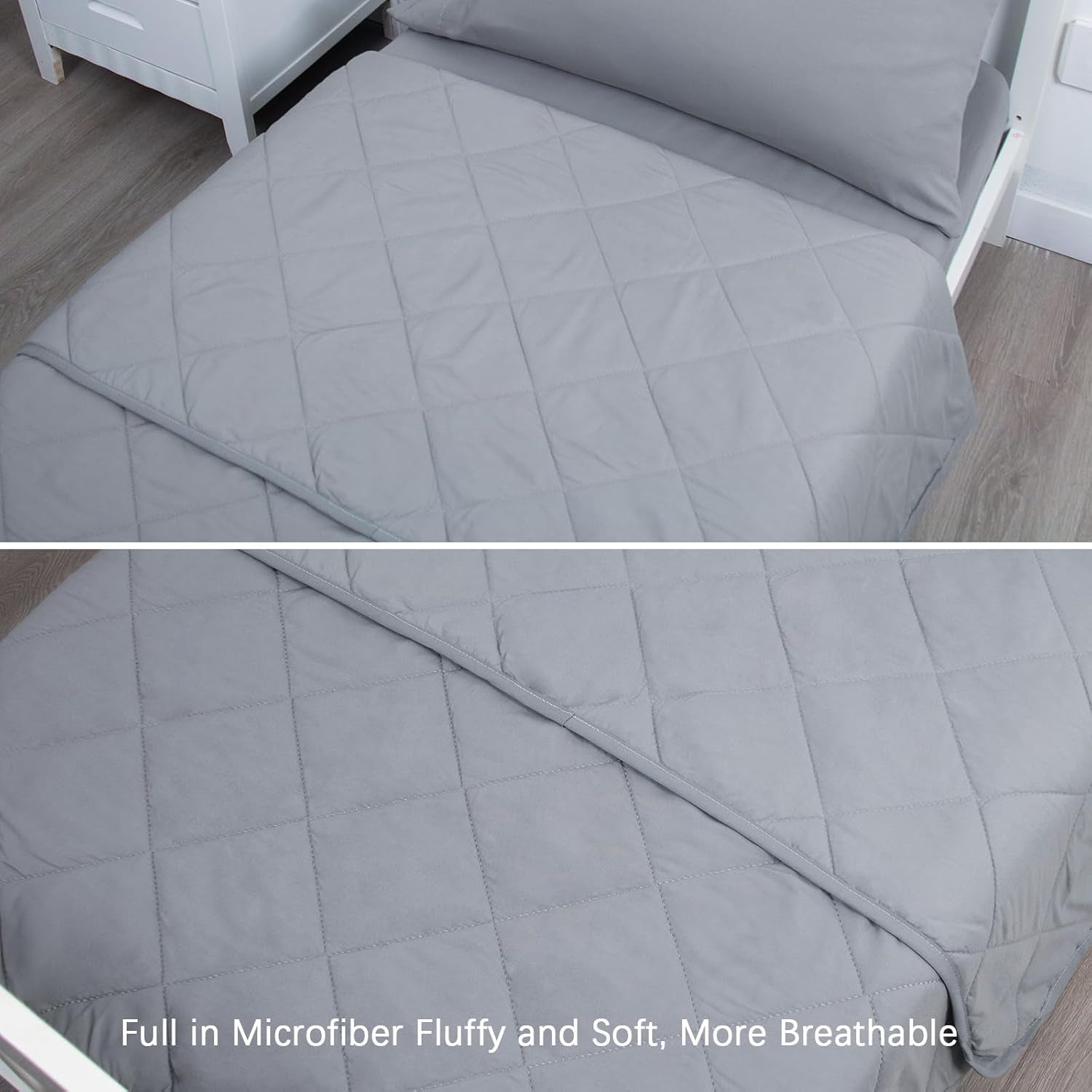 4 Piece Toddler Bedding Set,Ultra Soft and Breathable Crib Bedding Set,Includes Quilted Comforter,Fitted Sheet,Flat Top Sheet and Envelope Pillowcase for Boys and Girls,Grey