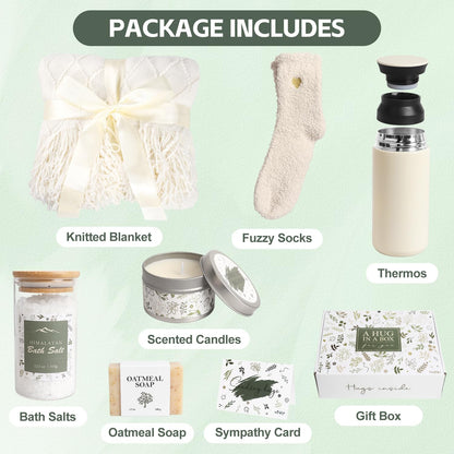 Self Care Gifts for Women, Get Well Gifts for Women, Sympathy Gift Baskets, Get Well Soon Care Package, Encouragement Inspirational Gift Baskets, Sending Hug (Ivory)