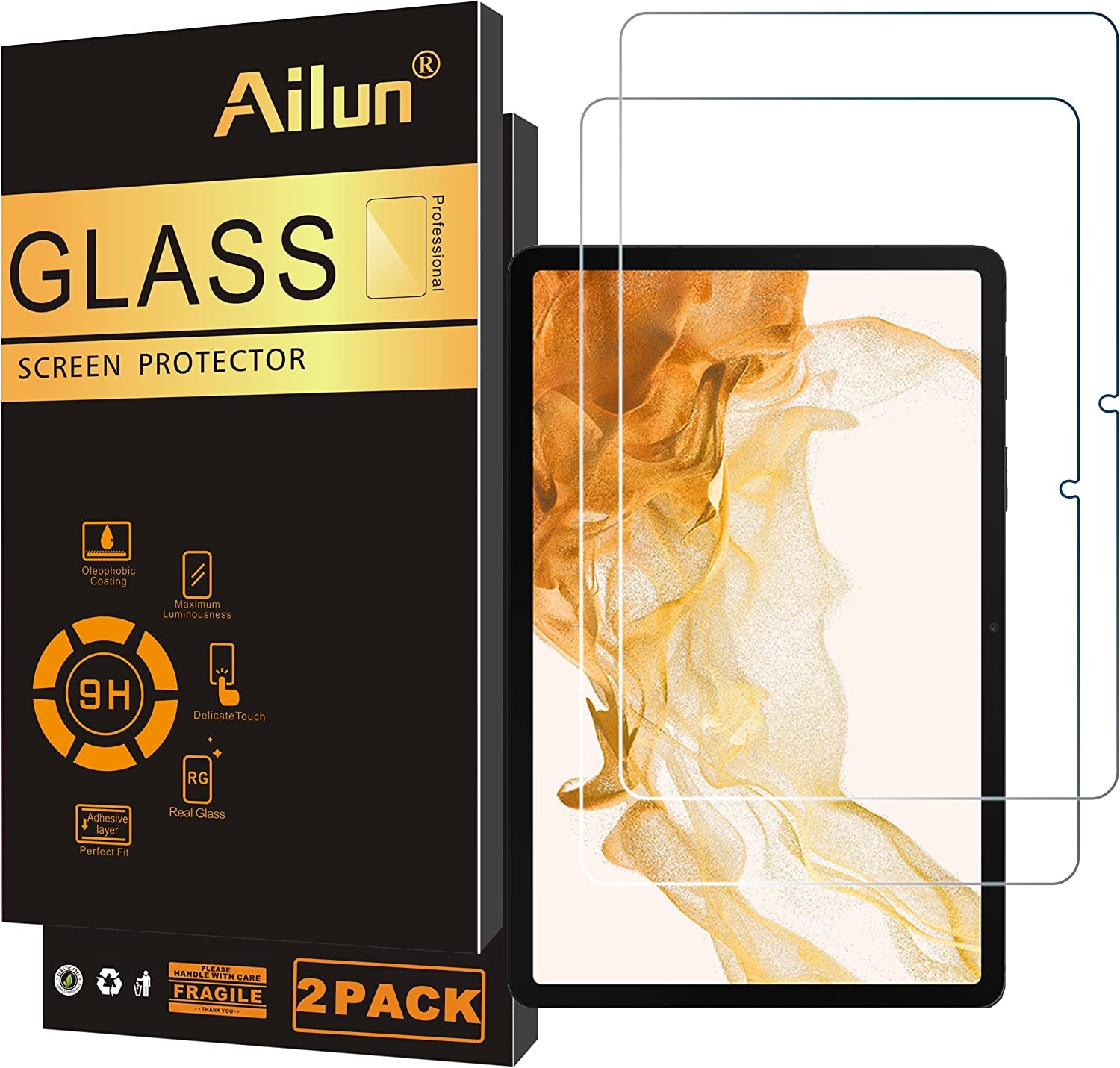 Screen Protector for Galaxy Tab S8 / S7, 11 Inch 2Pack Tempered Glass 9H Hardness 2.5D Edge Ultra Clear anti Scratch Case Friendly(Not for Galaxy Tabs7+/Tabs8+,S8Ultra,S7Fe)