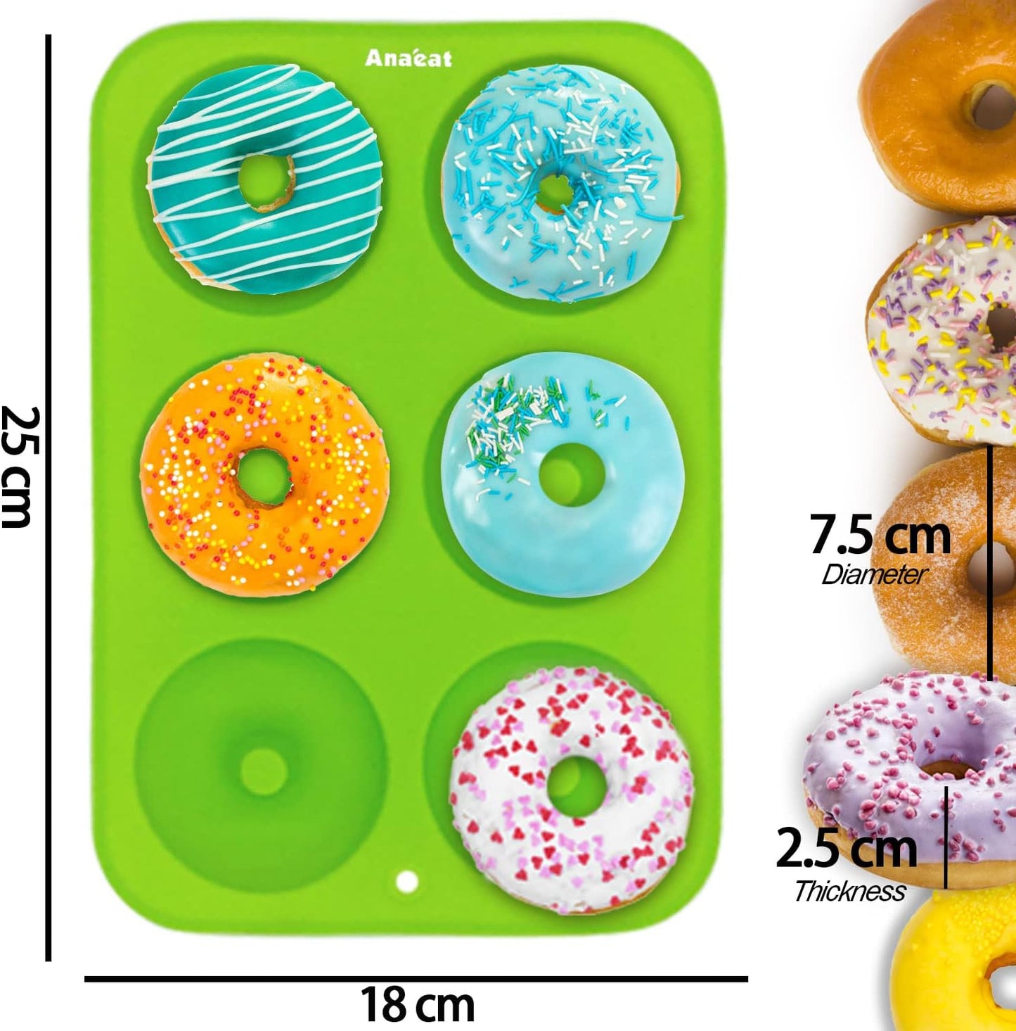 3 Pack Donut Pan Silicone Baking Mold, Just Pop Out! Non-Stick Doughnuts Baking Pans BPA Free for 6 Full-Size Donuts, Muffin, Cake Biscuit Bagels - Oven & Dishwasher Safe (Multicolor)