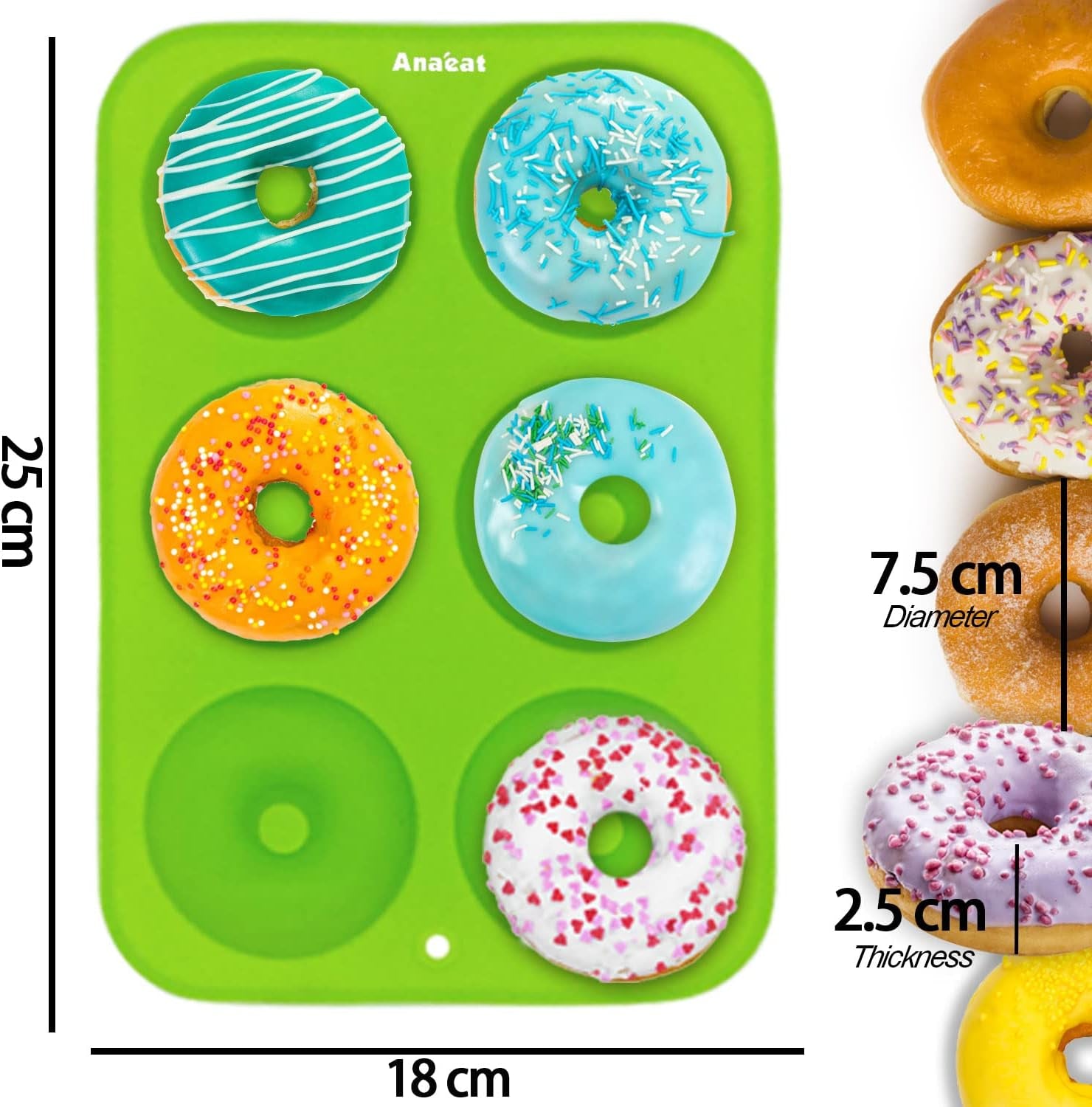 3 Pack Donut Pan Silicone Baking Mold, Just Pop Out! Non-Stick Doughnuts Baking Pans BPA Free for 6 Full-Size Donuts, Muffin, Cake Biscuit Bagels - Oven & Dishwasher Safe (Multicolor)