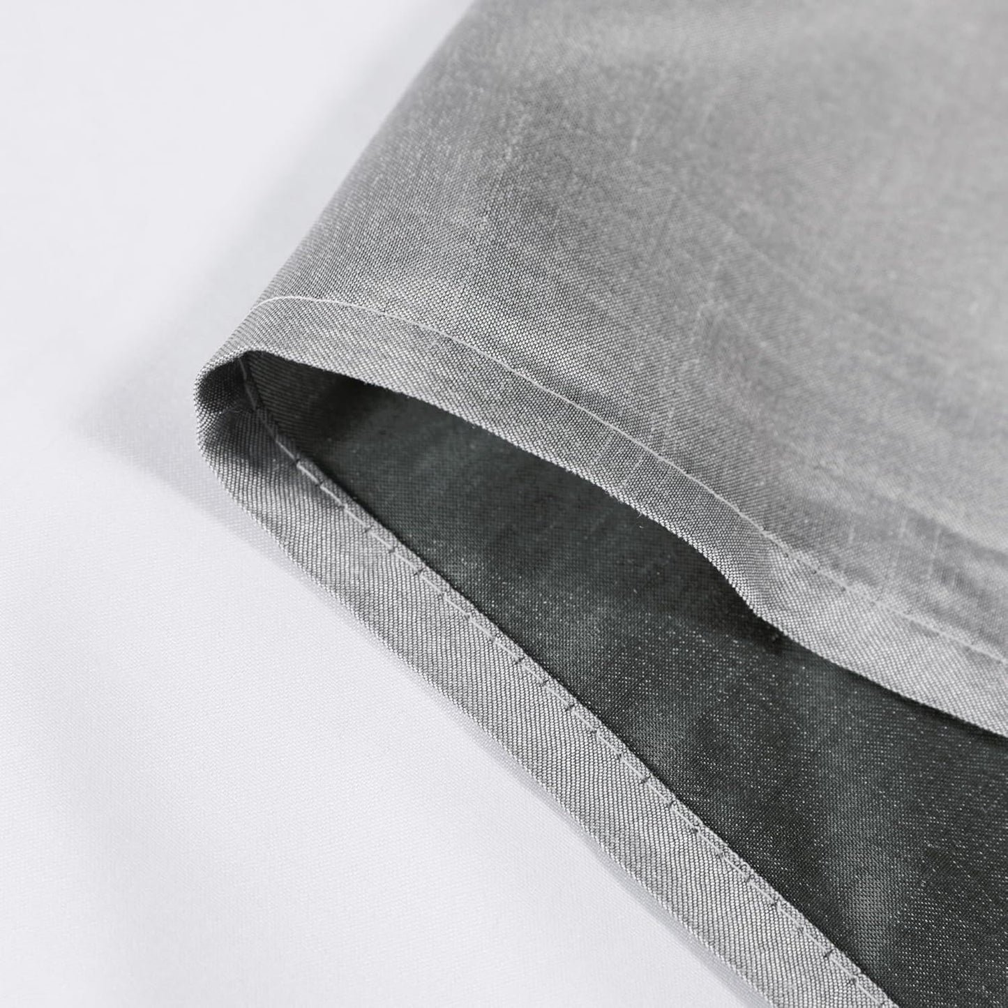 Uptown Silver Grey Kitchen Tier Curtains 36 Inch Length 2 Panels, Faux Silk Room Darkening Privacy Short Curtains for Small Window Farmhouse Bedroom Basement Bathroom, Each 30X36 Inch