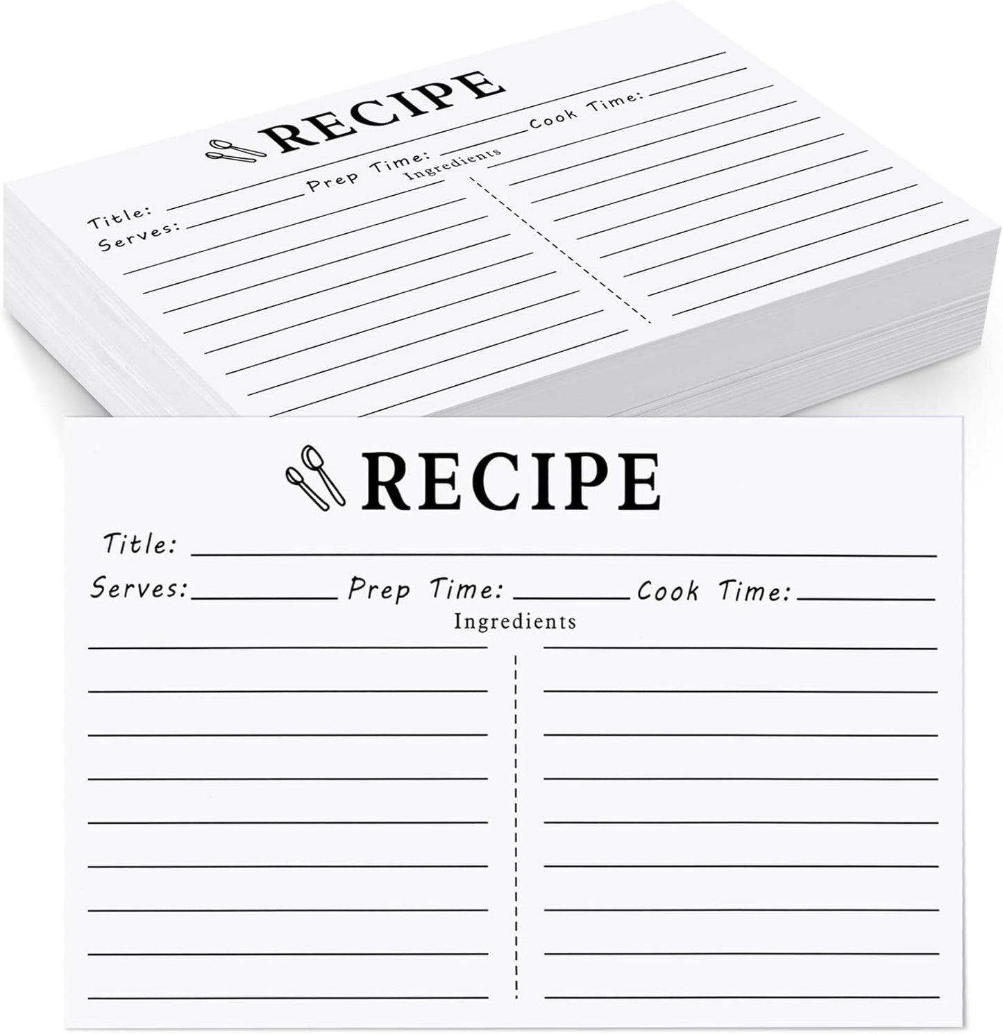 70 Count Recipe Cards 4X6 White, Double Sided, Blank for Bridal Shower and Wedding