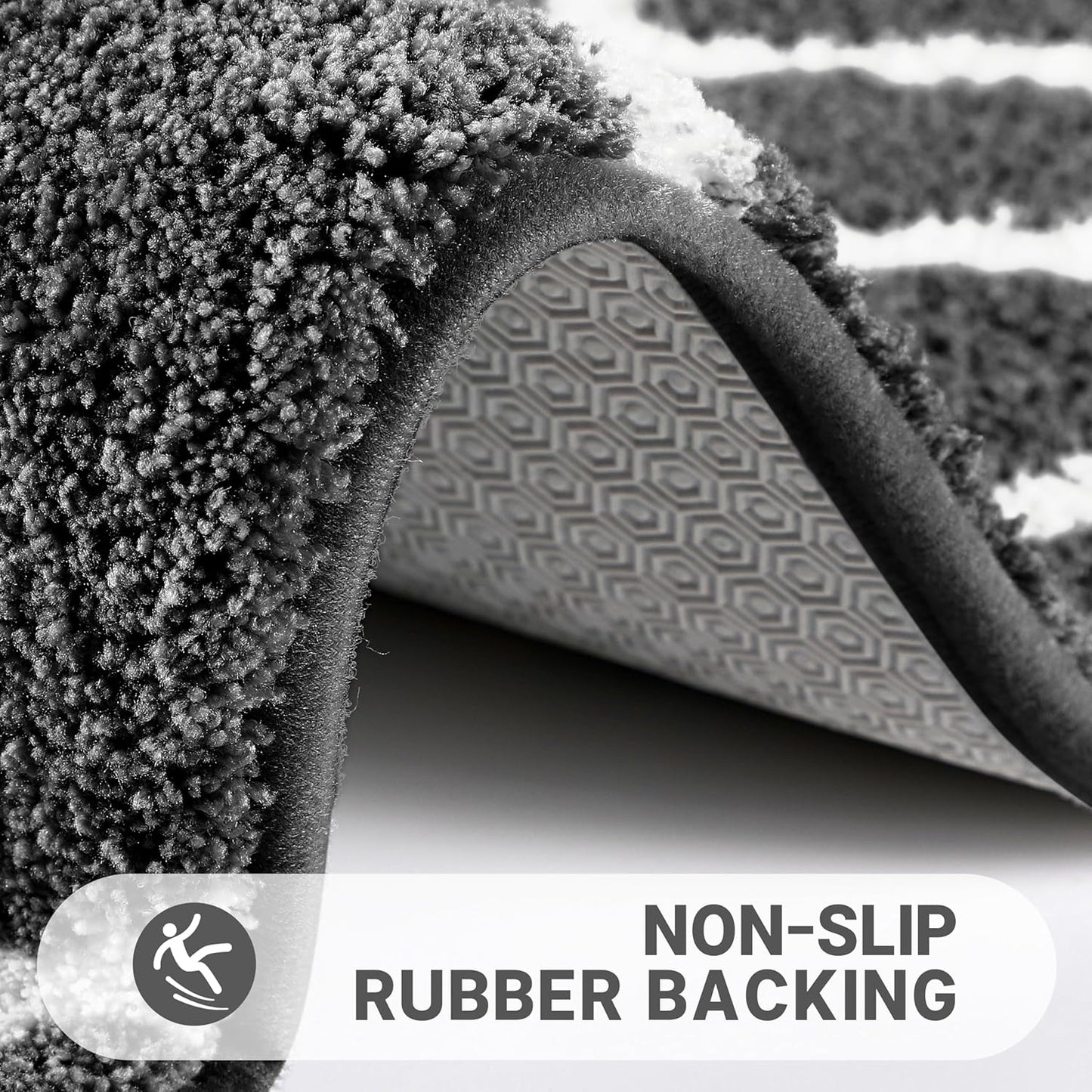 Bathroom Rugs 24 X 17 Inch, Super Soft Thick Plush Bath Mat, Non-Slip, Water Absorbent, Easier to Dry, Machine-Washable, Microfiber Floor Carpet for Bathtub, Shower, Dark Grey