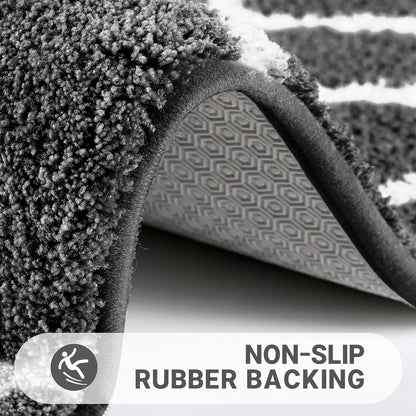 Bathroom Rugs 24 X 17 Inch, Super Soft Thick Plush Bath Mat, Non-Slip, Water Absorbent, Easier to Dry, Machine-Washable, Microfiber Floor Carpet for Bathtub, Shower, Dark Grey