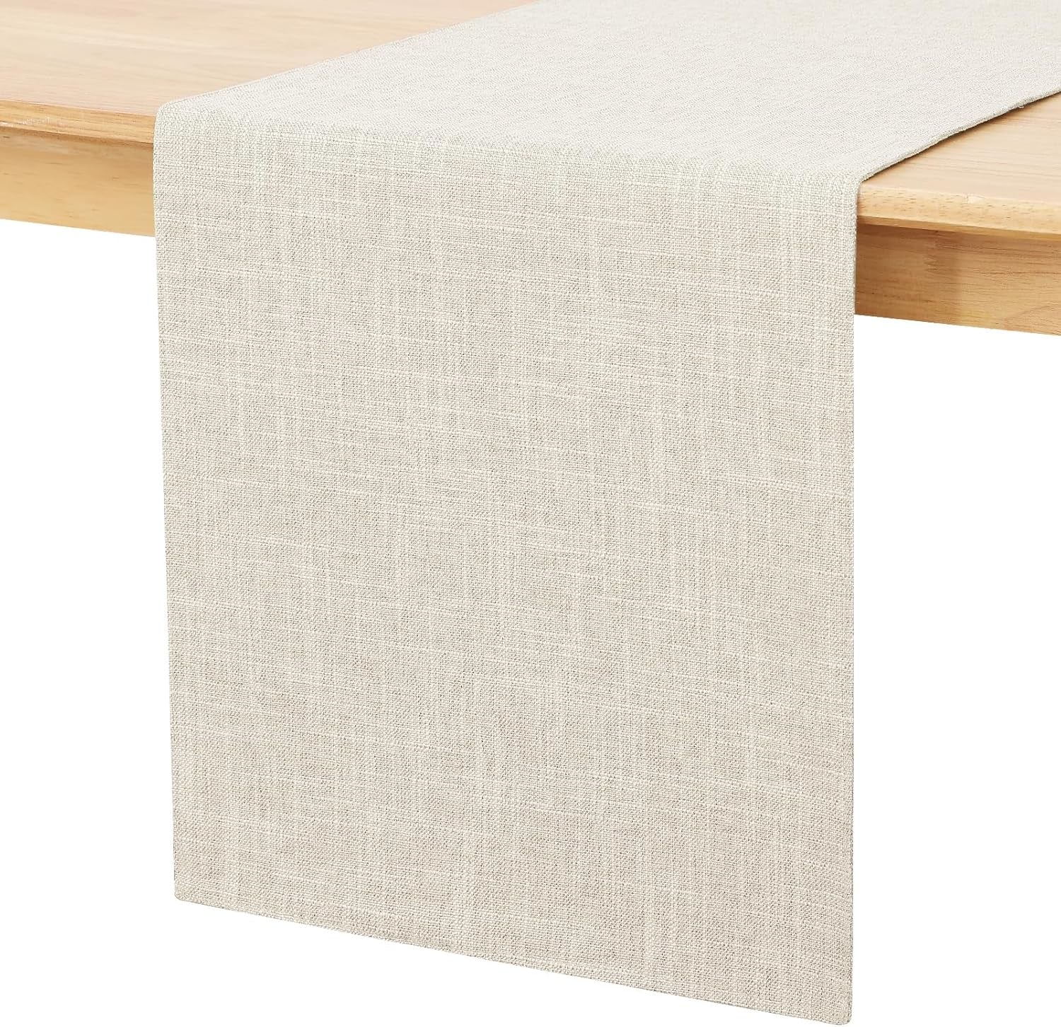 Cream Cloth Table Runner – Cotton Linen Blend Washable Farmhouse Dining Table Runner for Indoors & Outdoors, Easy to Clean, 14" X 72"