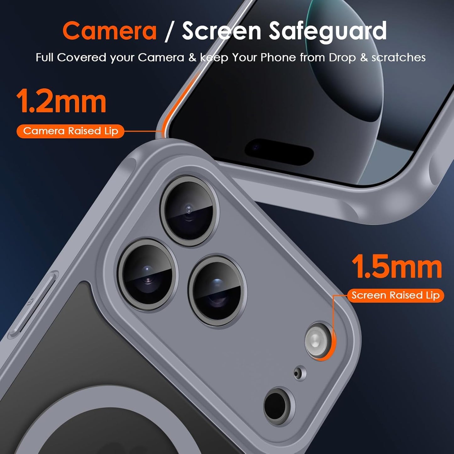 Magnetic Case for Iphone 17 Pro 6.3'' [Compatible with Magsafe] [15 FT Military Grade Protection] Magnetic Charger Case Bumper For, Frosted Translucent Back for Iphone17 Pro- Gray