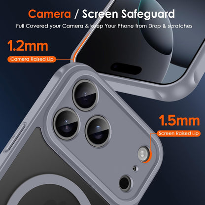 Magnetic Case for Iphone 17 Pro 6.3'' [Compatible with Magsafe] [15 FT Military Grade Protection] Magnetic Charger Case Bumper For, Frosted Translucent Back for Iphone17 Pro- Gray