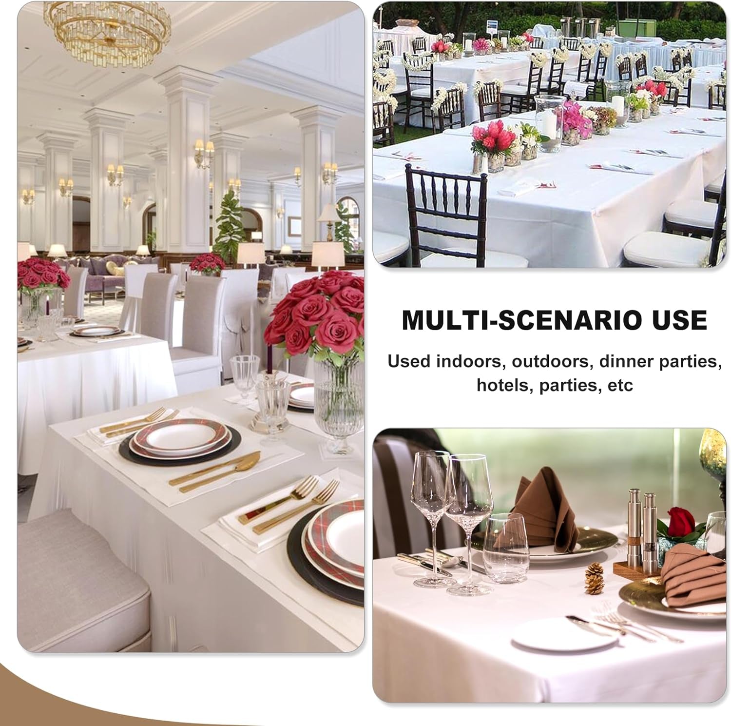 Navy Tablecloths for 6-8 Foot Tables, Set of 6 - 70 x 120 Inches - Reusable and Washable Polyester Fabric Table Covers for Weddings, Parties, and Banquets