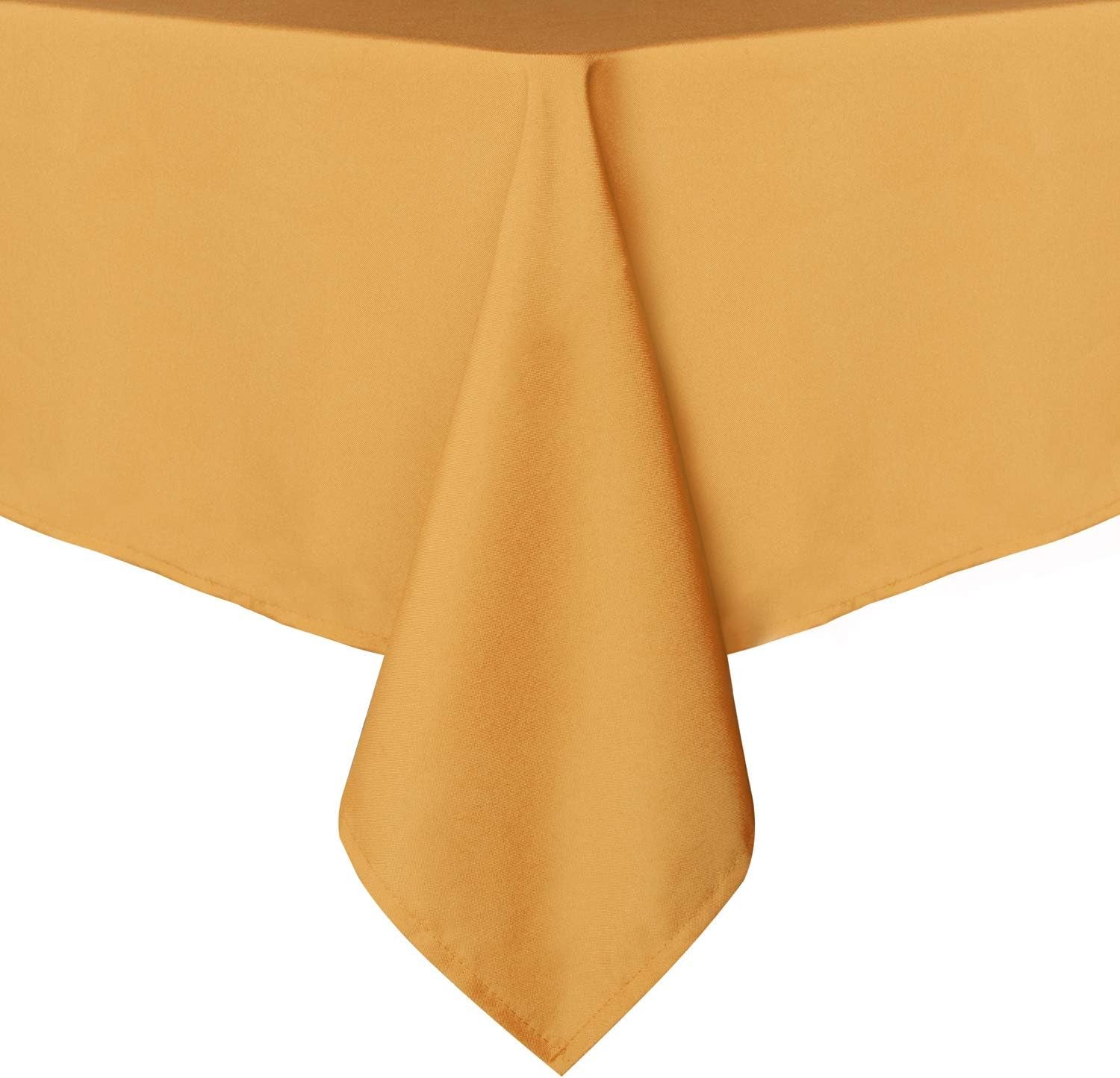 Rectangle Tablecloth - 60 X 84 Inch - Stain and Wrinkle Resistant Washable Polyester Table Cloth, Decorative Fabric Table Cover for Dining Tables, Buffet Parties and Camping, Gold