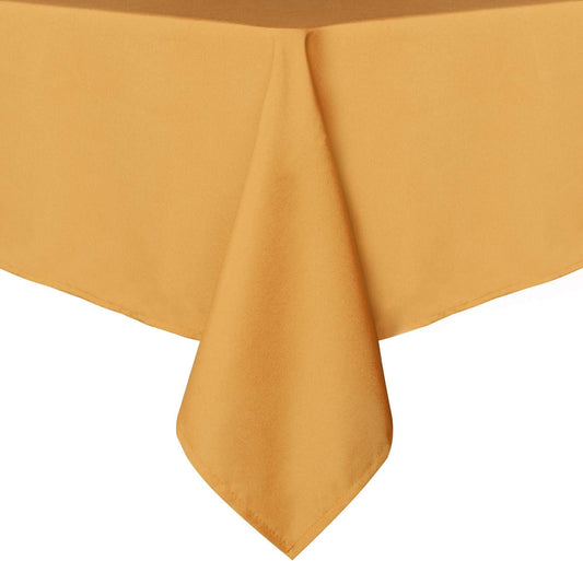 Rectangle Tablecloth - 60 X 84 Inch - Stain and Wrinkle Resistant Washable Polyester Table Cloth, Decorative Fabric Table Cover for Dining Tables, Buffet Parties and Camping, Gold