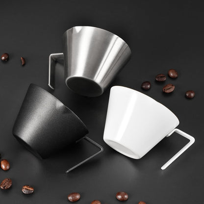 Espresso Cup with Handle, Stainless Steel Espresso Accessories, Double Spout Metal Measuring Cup with Dual Scale, Espresso Shot Pitcher with V-Shaped Mouth, 3.4OZ/100ML