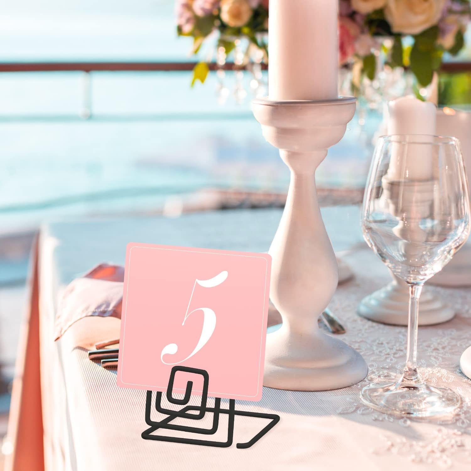 26Pcs Square Place Card Holder Stand - Metallic Table Number Holders, Mini Card Stands for Menu Memo Clip, Wedding, Party, Birthday (Black)