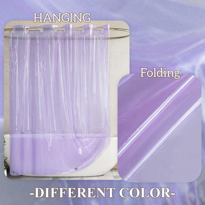 No Hook Clear Lavender Shower Curtain or Liner - Soft EVA 10G Extra Heavy Duty Shower Curtain with 3 Magnets for Bathroom, Standard Size 71" X 74", Clear Lavender
