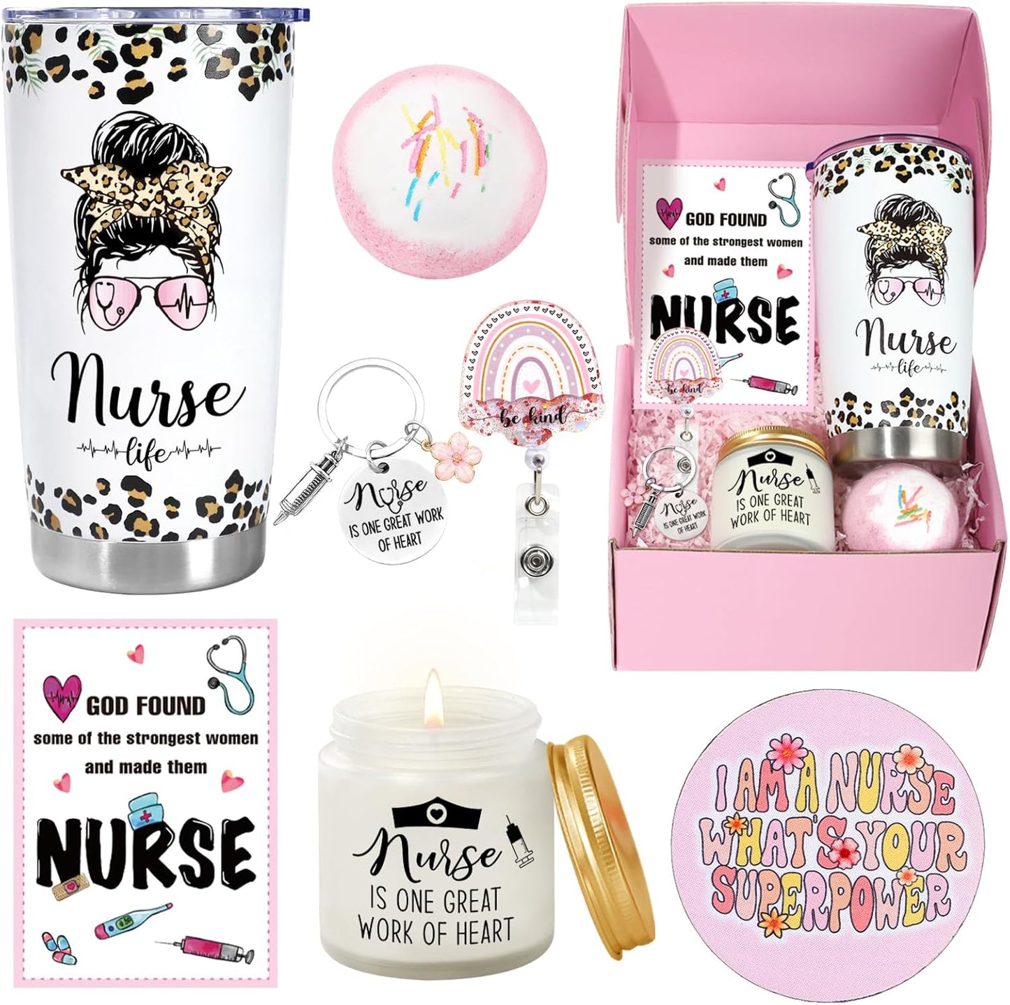 Nurse Gifts for Women, Nurses Week Gifts, Nurses Appreciation Gift for Graduation, Mothers Day, Birthday, Christmas, New Nurse Practitioner Gift - 20 OZ Tumbler Set for Nurses
