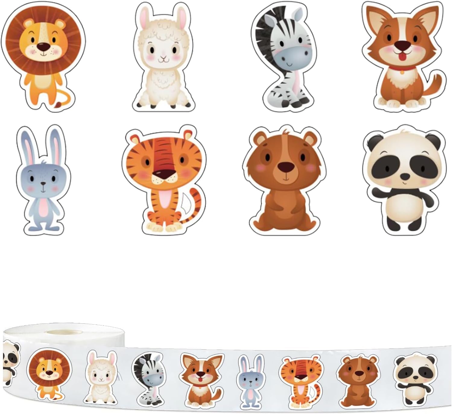 600 PCS Cute Animal Roll of Stickers for Kids Reward Encouraging Students Motivational Classroom Teacher Supplies Bulk Potty Training and Farm Animal Party Favors (Forest Animal, 1)