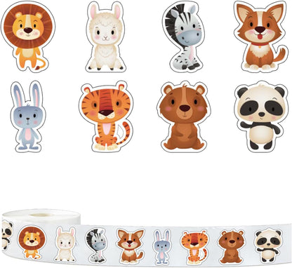 600 PCS Cute Animal Roll of Stickers for Kids Reward Encouraging Students Motivational Classroom Teacher Supplies Bulk Potty Training and Farm Animal Party Favors (Forest Animal, 1)