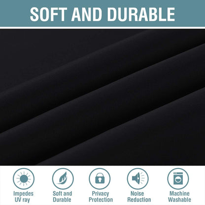 100% Blackout Curtains for Bedroom Black Out Curtains 96 Inch Thermal Insulated Long Blackout Curtains for Living Room, Energy Saving Curtains for Patio Door Grommet (1 Panel, Jet Black)