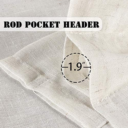 Natural Linen Kitchen Curtains 36 Inch Length Textured Flax Curtain Tiers for Bathroom/Kitchen Windows Rod Pocket Small Curtains (2 Panels, Natural)