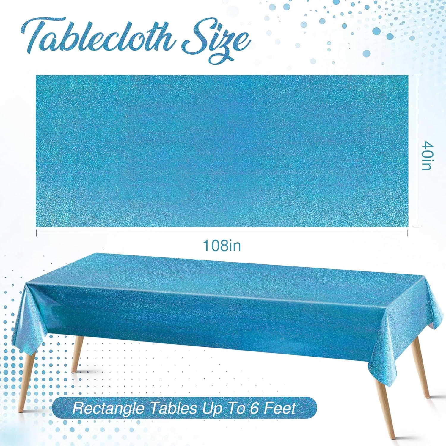 Light Blue Holographic Tablecloth 40" x 108" - Iridescent Plastic Table Cover for Valentine's Day, Birthday Celebrations, Baby Showers, and Bachelorette Parties in Hot Pink