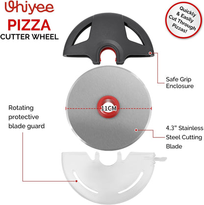 Pizza Cutter Wheel,  4.3" Large Pizza Slicer Wheel with Safety Blade Cover, Super Sharp Stainless Steel Pizza Wheel Slices Effortlessly, Easy Cleaning Pizza Cutters Dishwasher Safe, Gray