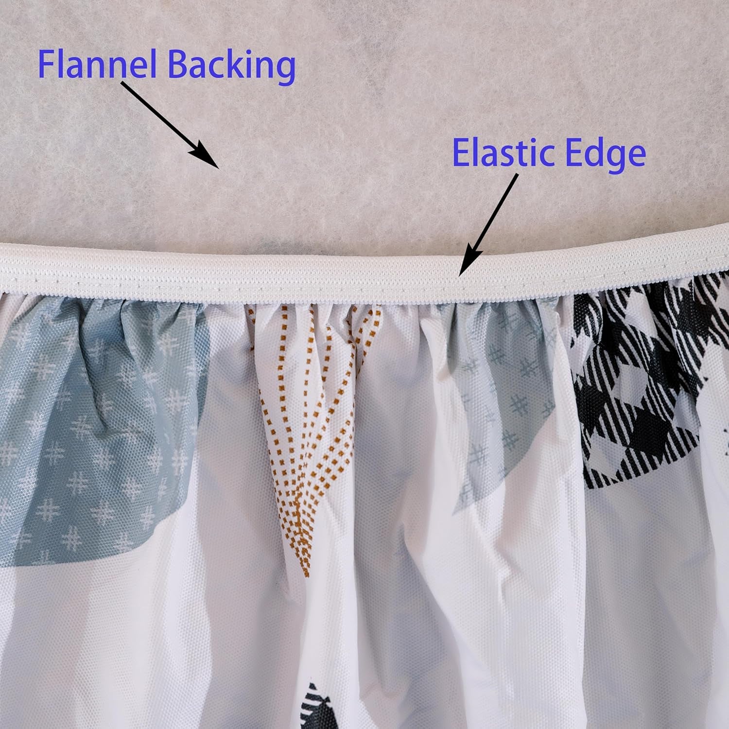 Round Vinyl Fitted Tablecloth with Flannel Backing Elastic Edge Design Table Cover Waterproof Oil-Proof PVC Table Cloth Stain-Resistant Best for 32"-36" Round