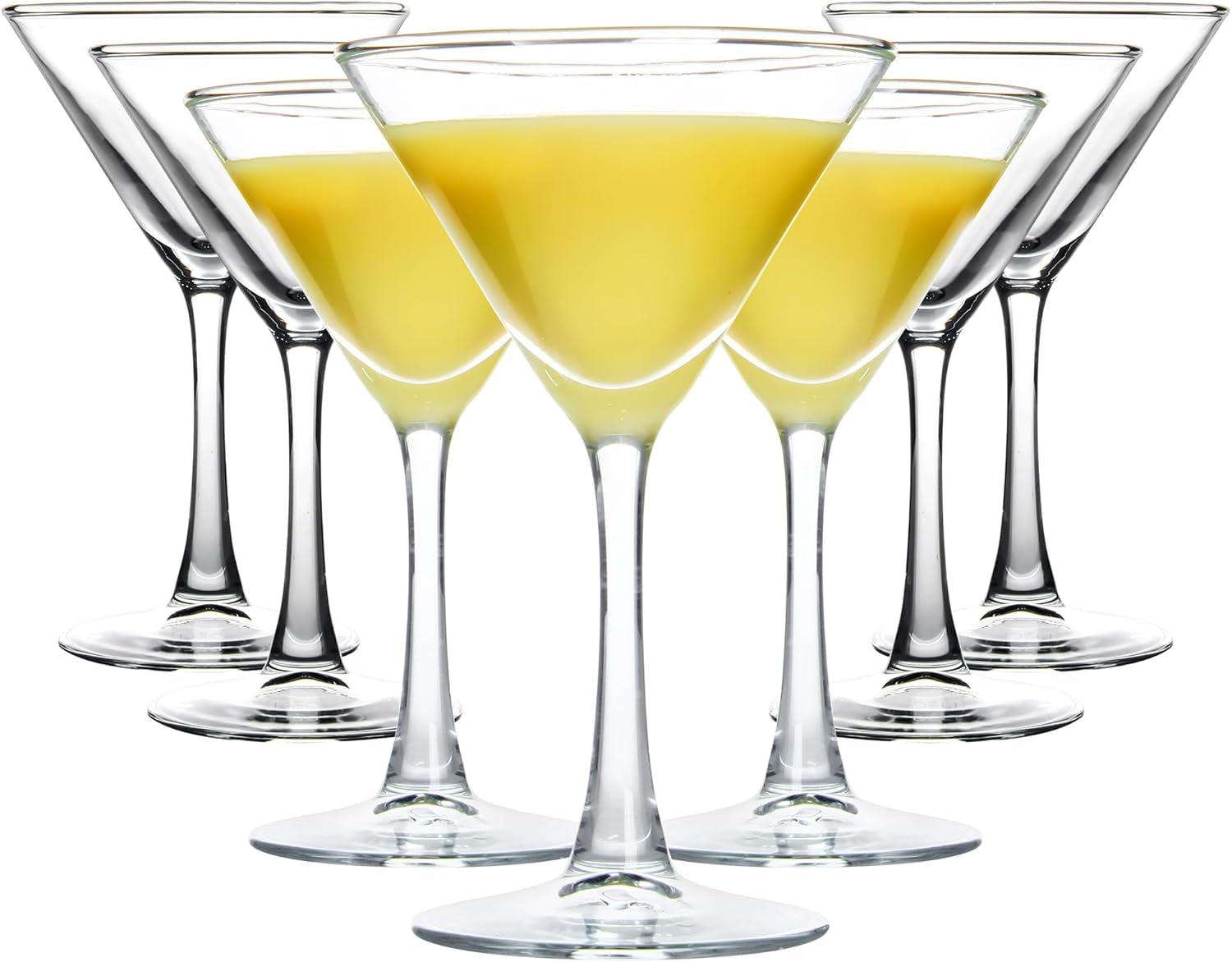 Set of 7 Classic Clear Martini Glasses - 6 Ounce Capacity for Espresso Martini, Cosmopolitan, and Manhattan - Perfect Gift for Housewarming and Engagement Celebrations