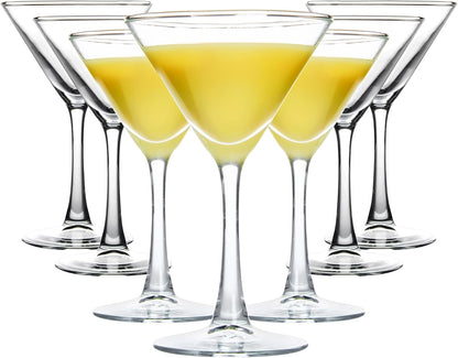 Set of 7 Classic Clear Martini Glasses - 6 Ounce Capacity for Espresso Martini, Cosmopolitan, and Manhattan - Perfect Gift for Housewarming and Engagement Celebrations