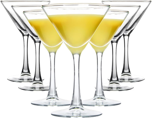 Set of 7 Classic Clear Martini Glasses - 6 Ounce Capacity for Espresso Martini, Cosmopolitan, and Manhattan - Perfect Gift for Housewarming and Engagement Celebrations