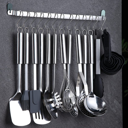38-Piece Stainless Steel Kitchen Utensils Set with Holder Rack and Hooks, Dishwasher Safe Cooking Tools