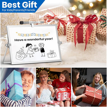 Magnetic Dry Erase White Board with Stand, 12''X8'' Double-Sided White Board for Kids, Desktop Whiteboard with Stand, Magnetic Whiteboard Portable, Dry Erase Board for Kids, Todo, Drawing