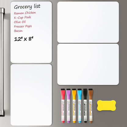 3 Pack Dry Erase Magnetic Calendar for Refrigerator - Monthly & Weekly & Daily Planner, 14"X11" + 4 Pack Magnetic Dry Erase Board Sheet for Fridge, 12"X8"